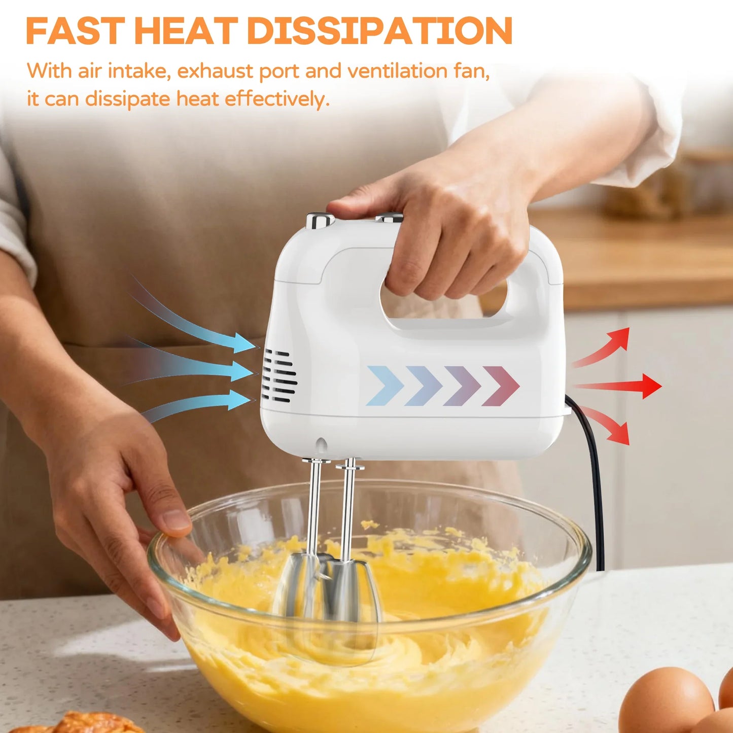 YOMA Electric Egg Beater 5-Speed Handheld Kitchen Mixer